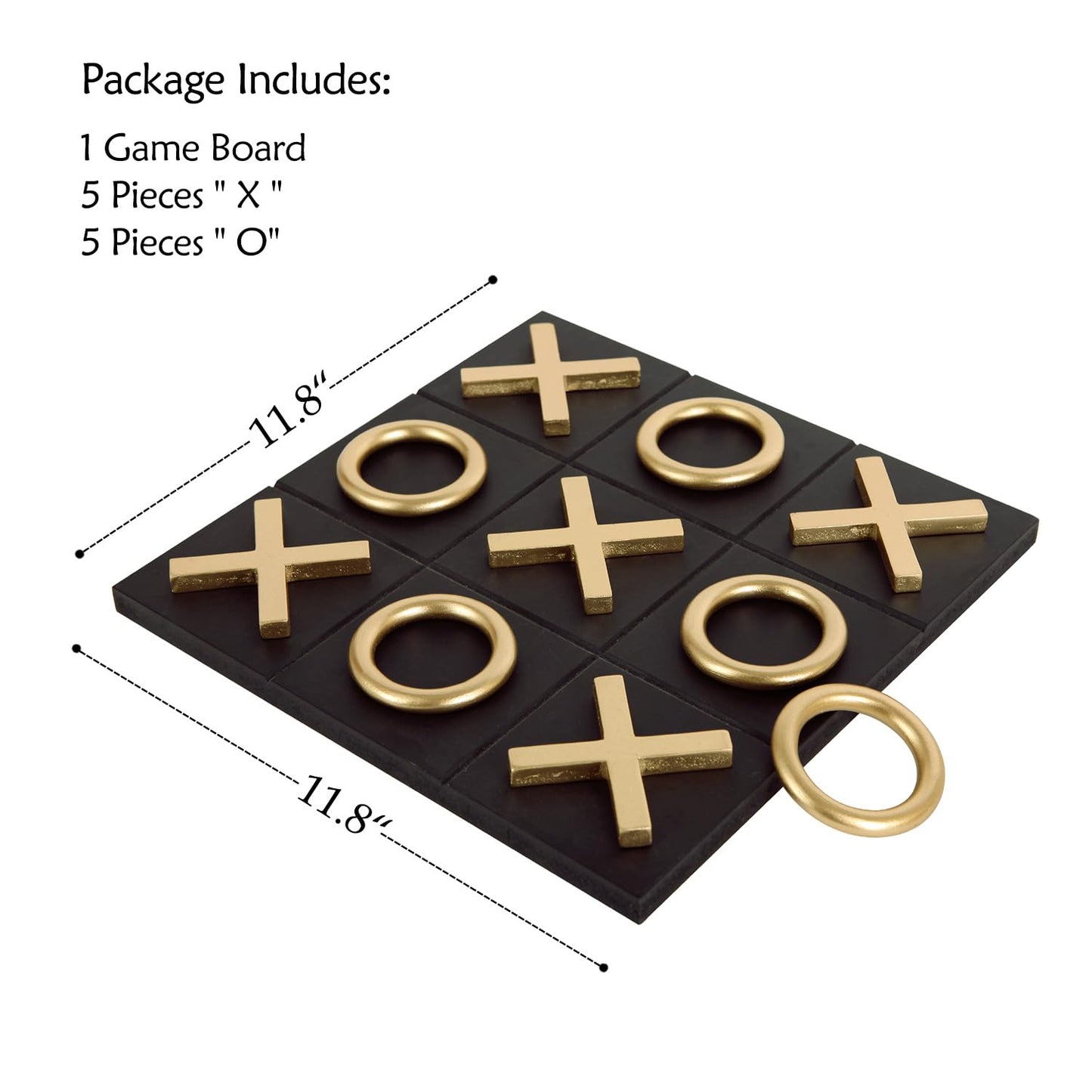 Black & Gold 12x12 Inch Tic Tac Toe Wood Game Board