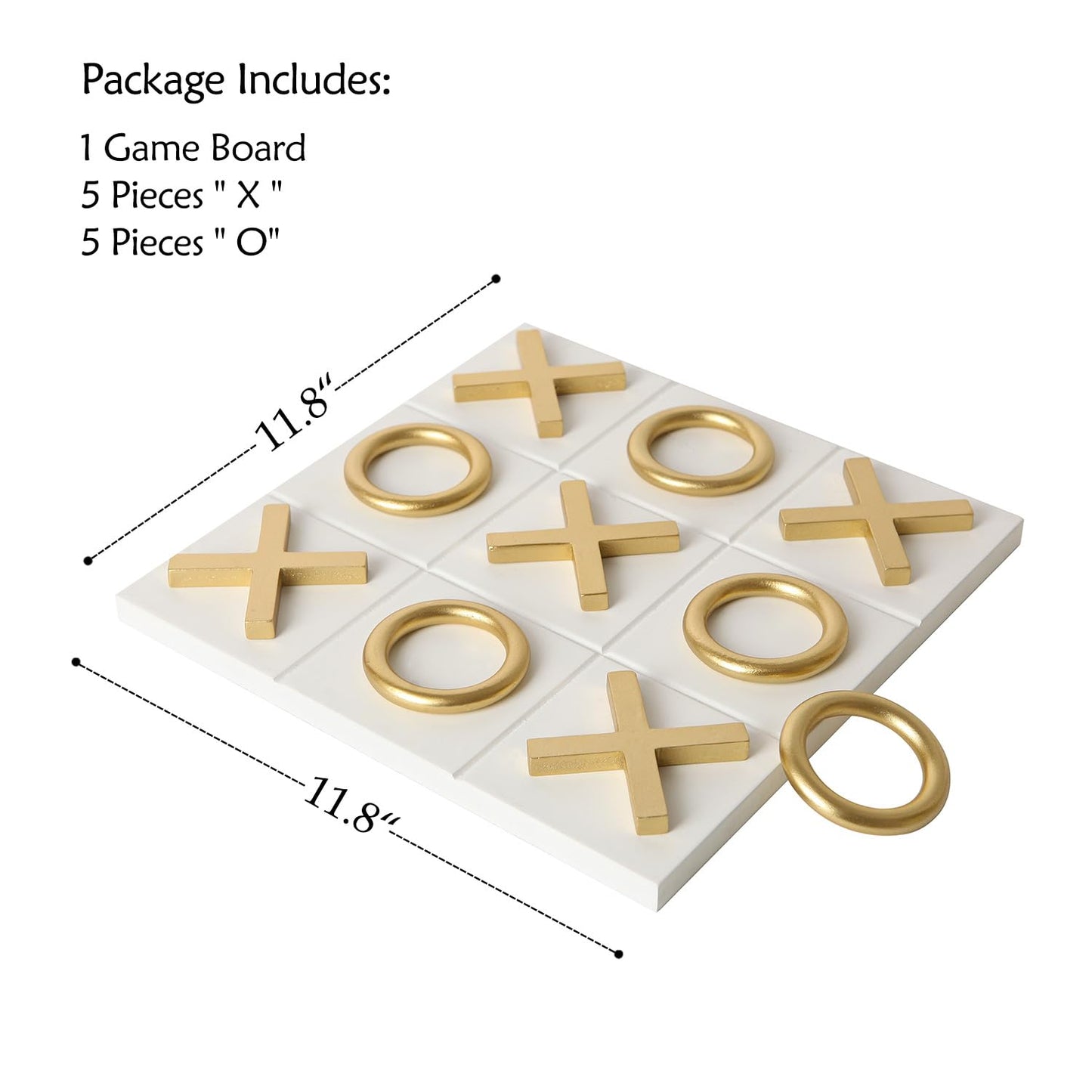Black & Gold 12x12 Inch Tic Tac Toe Wood Game Board