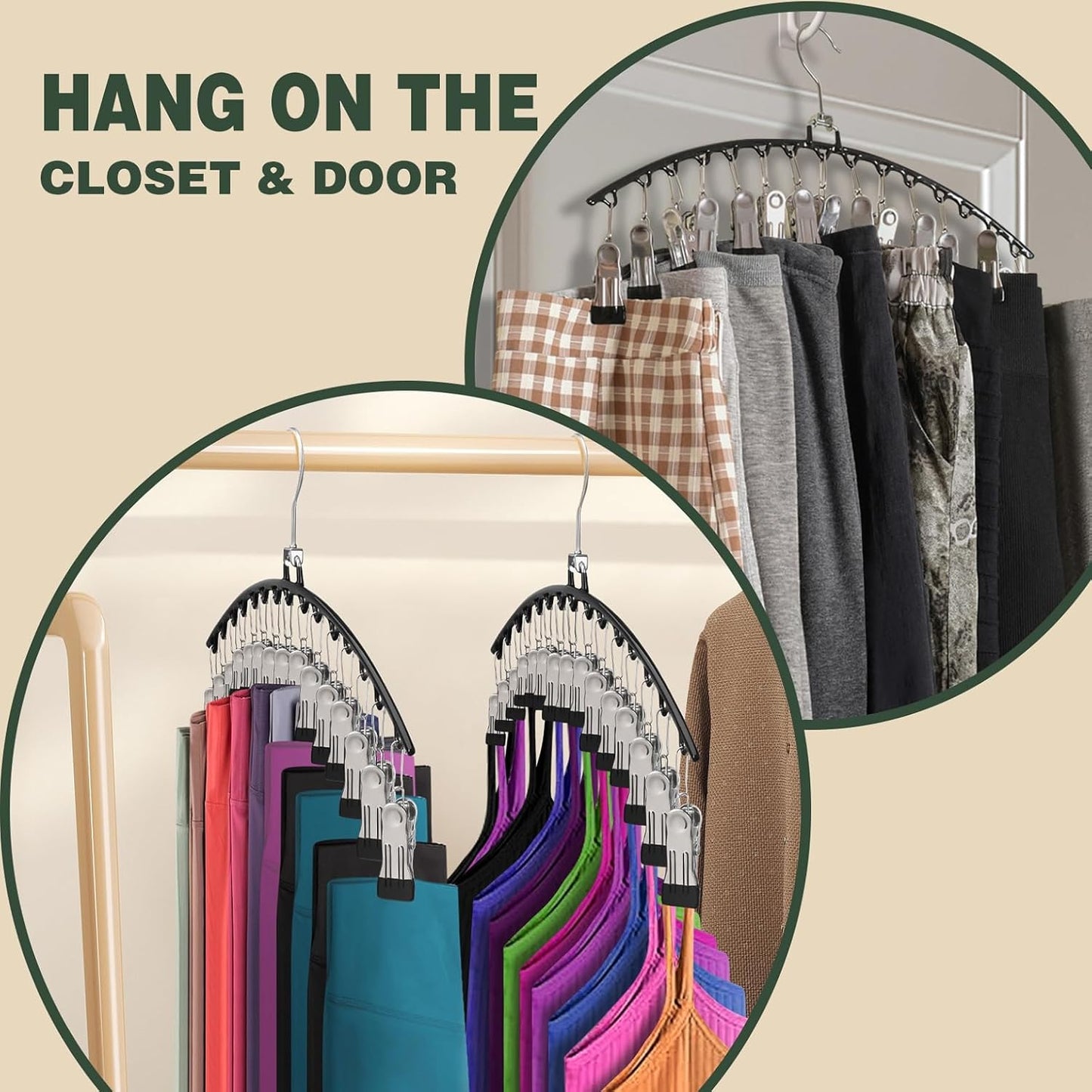 2 Pack Stainless Steel Pants Hangers with15 Non-Slip Clips