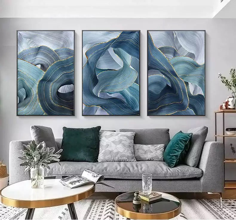 Blue Color Swirl Mural Canvas