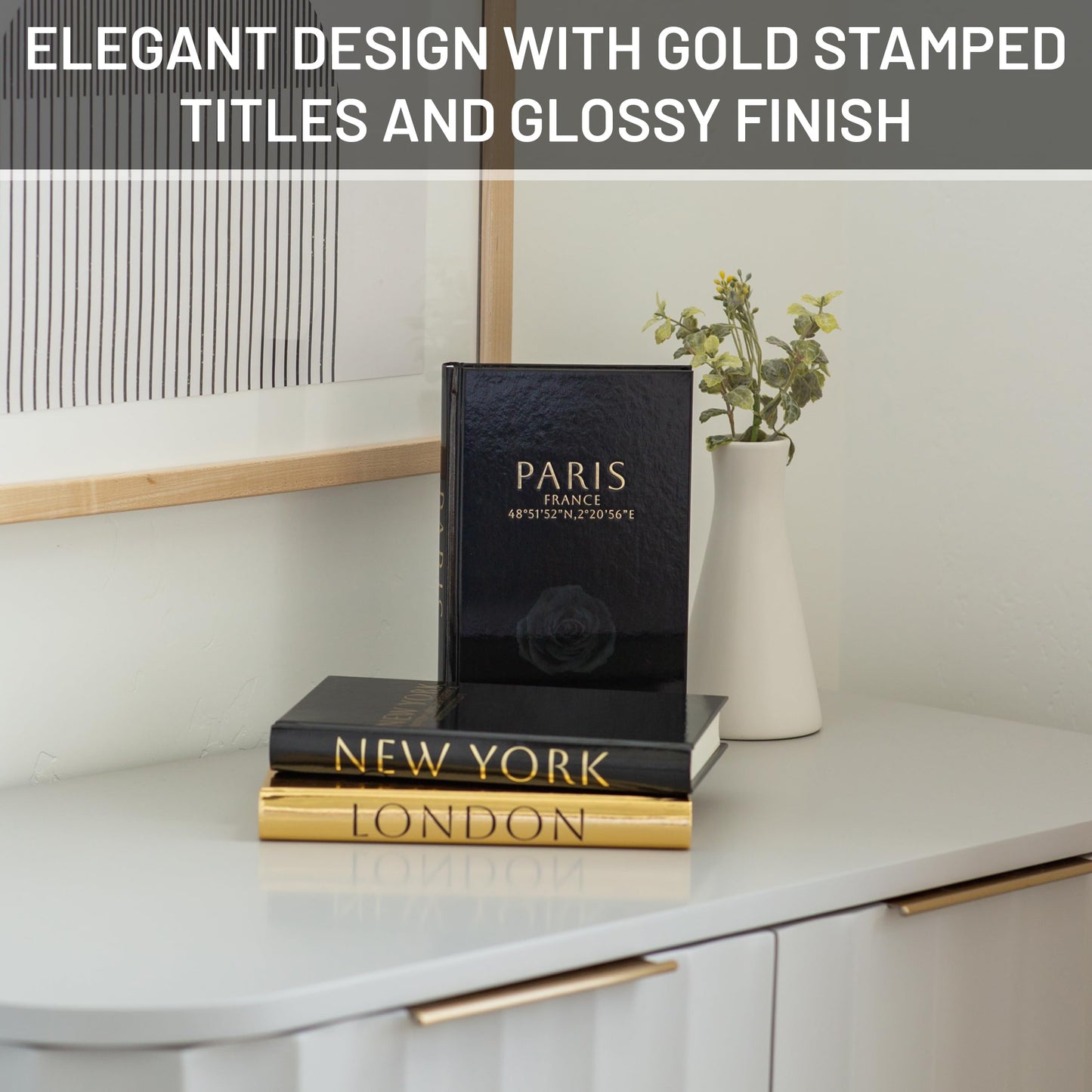 Fashion Decorative Books, Set of 3 (Black and Gold)