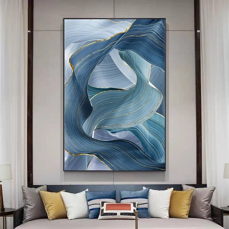 Blue Color Swirl Mural Canvas