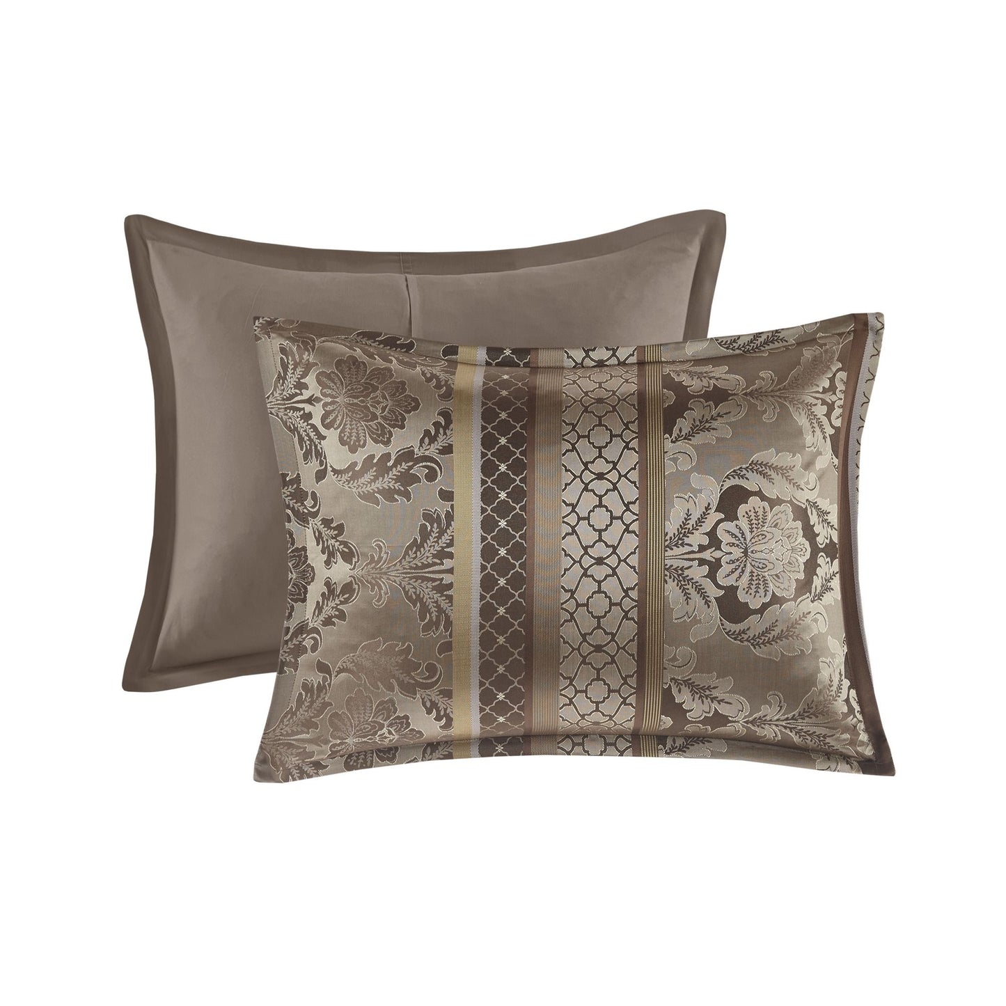Brown-Gold 7 Piece Jacquard Comforter Set