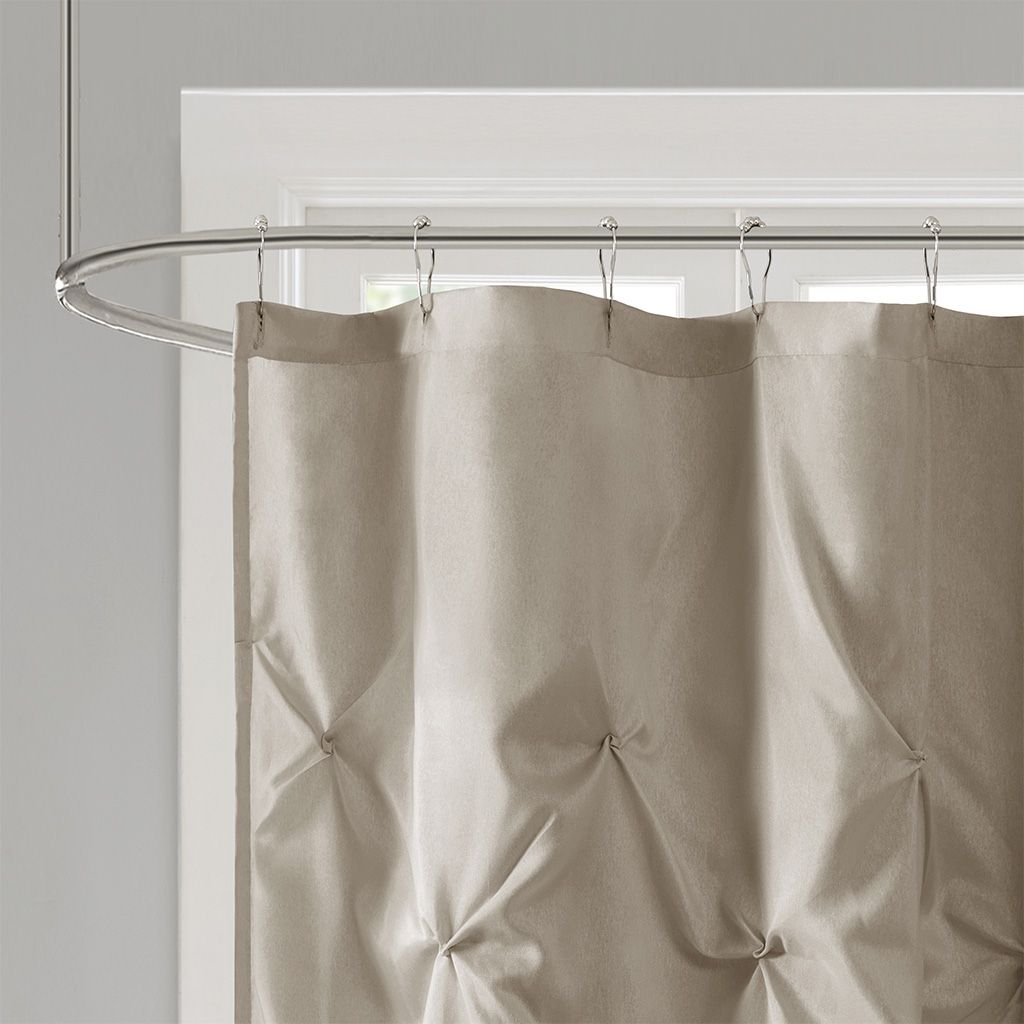 Taupe Tufted Semi-Sheer Shower Curtain