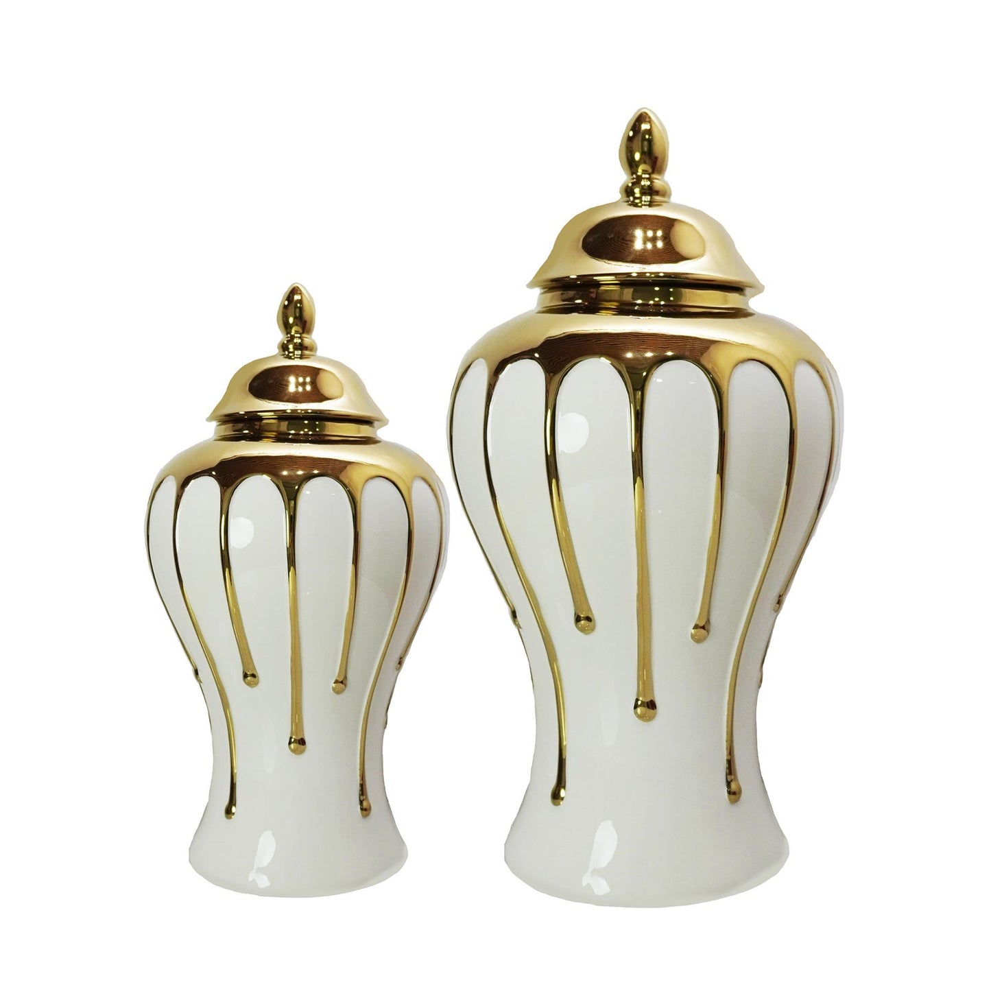 Exquisite White Gilded Jar with Removable Lid