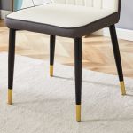 Round Tempered Glass Pandora marble patterned Dining Table - V-Shaped White and dark gray