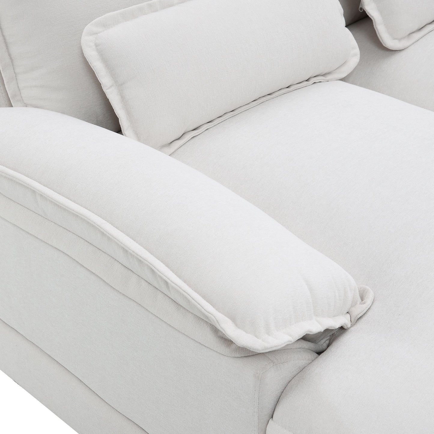 White Modern U-shaped Sectional Sofa with Waist Pillows,6-seat Upholstered Symmetrical Sofa