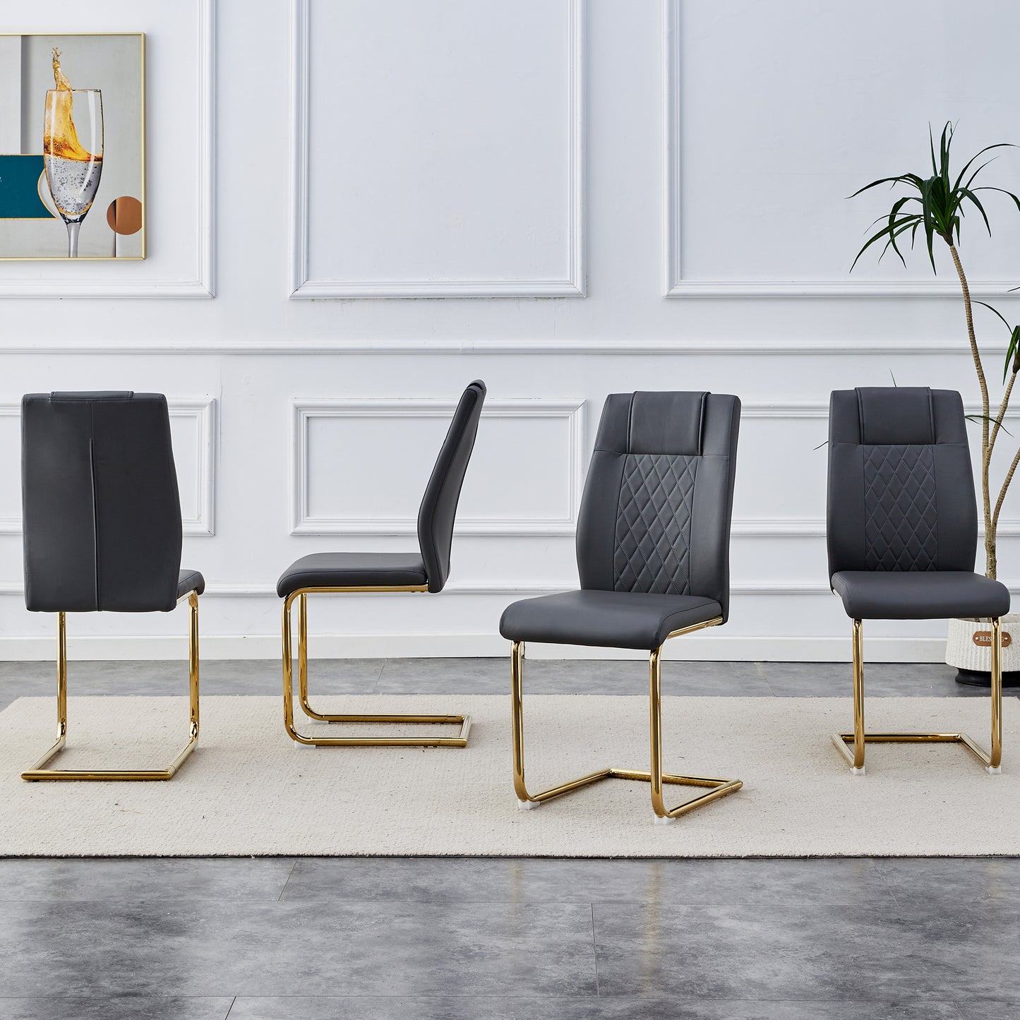 Faux Leather Cushioned Chairs, set of 6