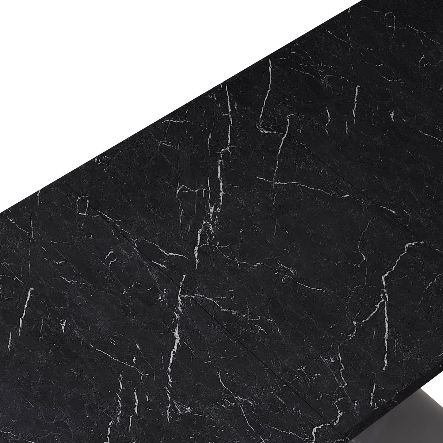 Black Marble Modern Square Dining Table. Metal Base