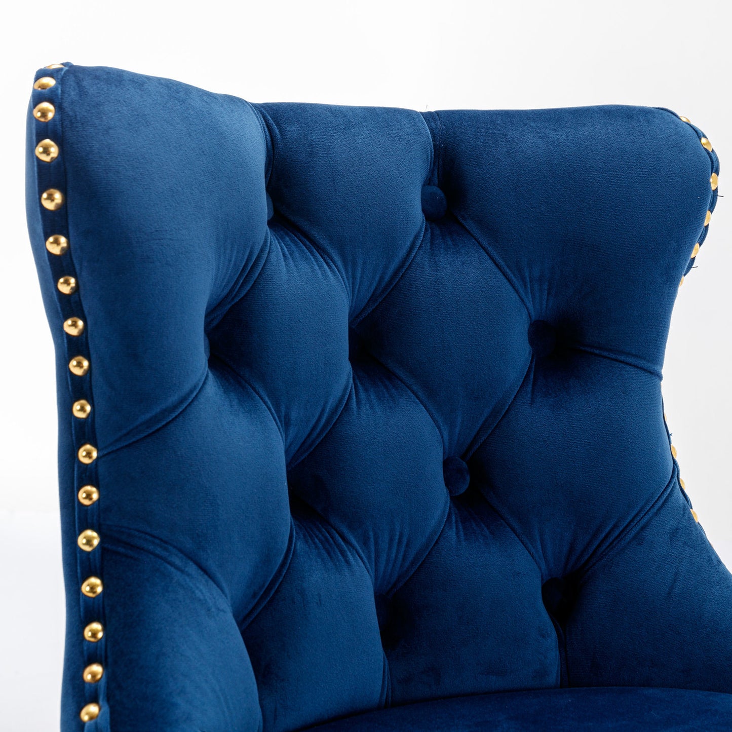 Blue Golden Swivel Velvet Barstools, Set of 2
