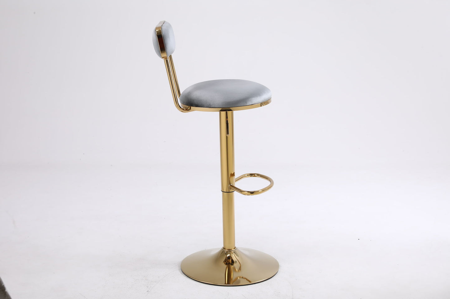 Grey Bar Stools with Back and Footrest Counter Height Dining Chairs 2pcs