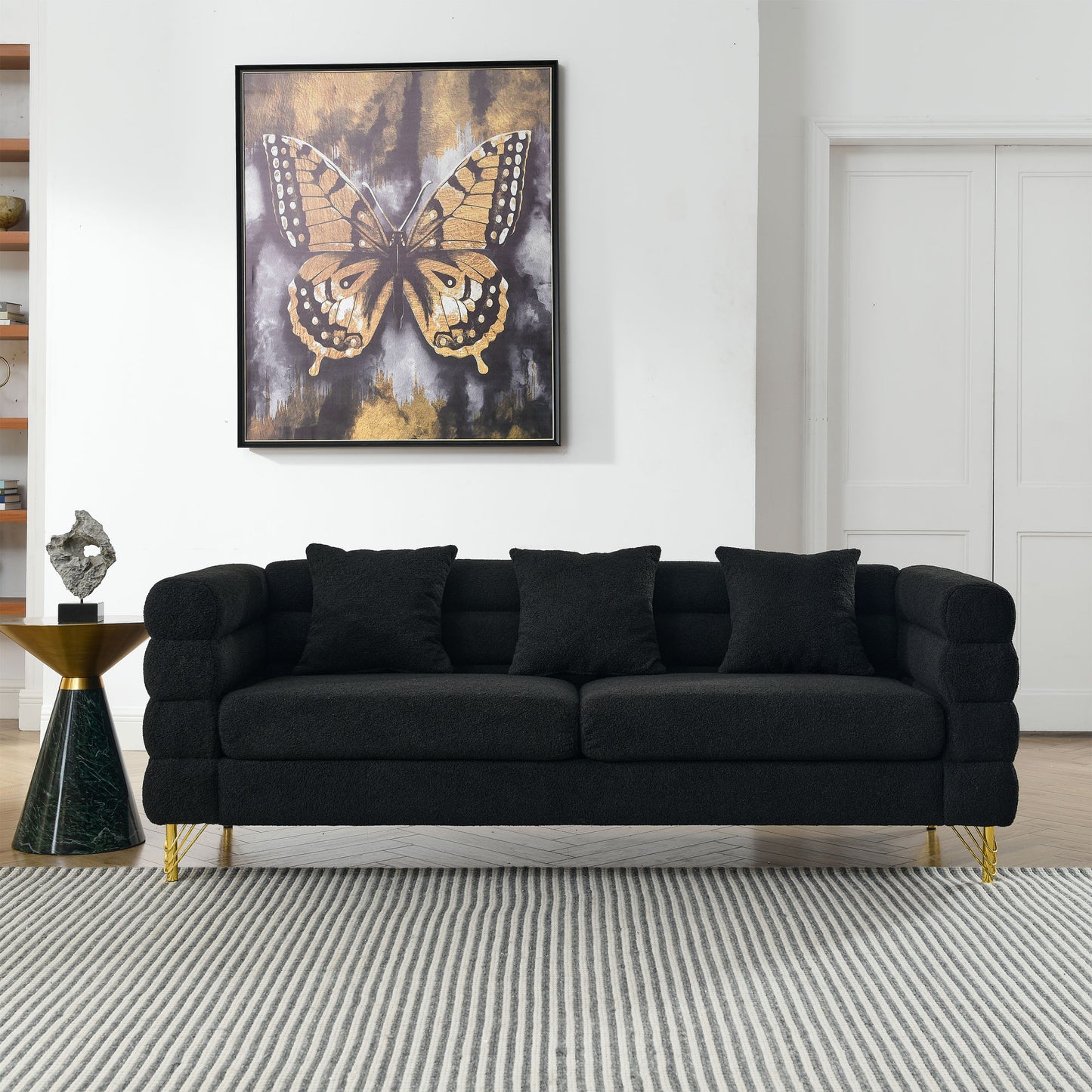 Black teddy 81" Oversized 3 Seater Sectional Sofa