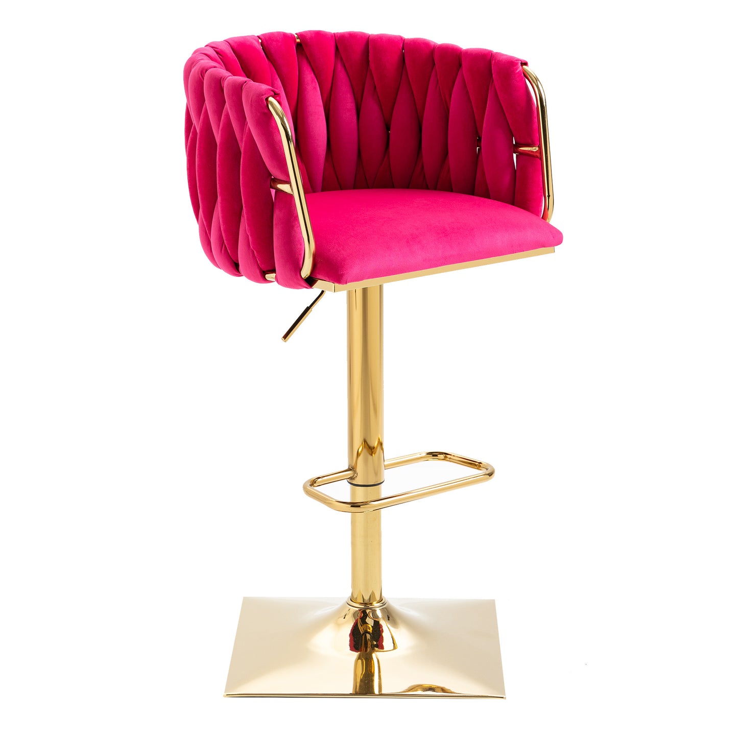 COOLMORE Rose Red Vintage Bar Stools with Back and Footrest, 2PC Set