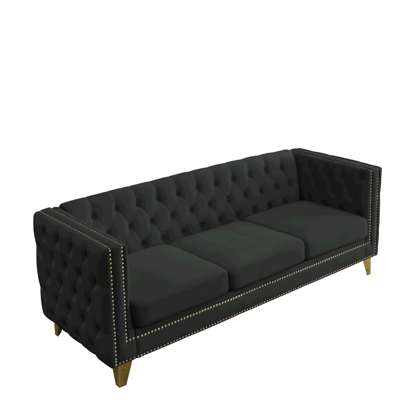 Black Velvet Tufted Sofa