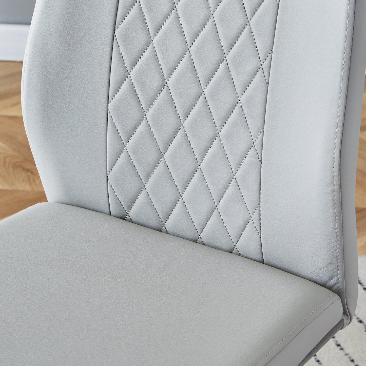 Light Grey Faux Leather Cushioned Chairs, set of 6