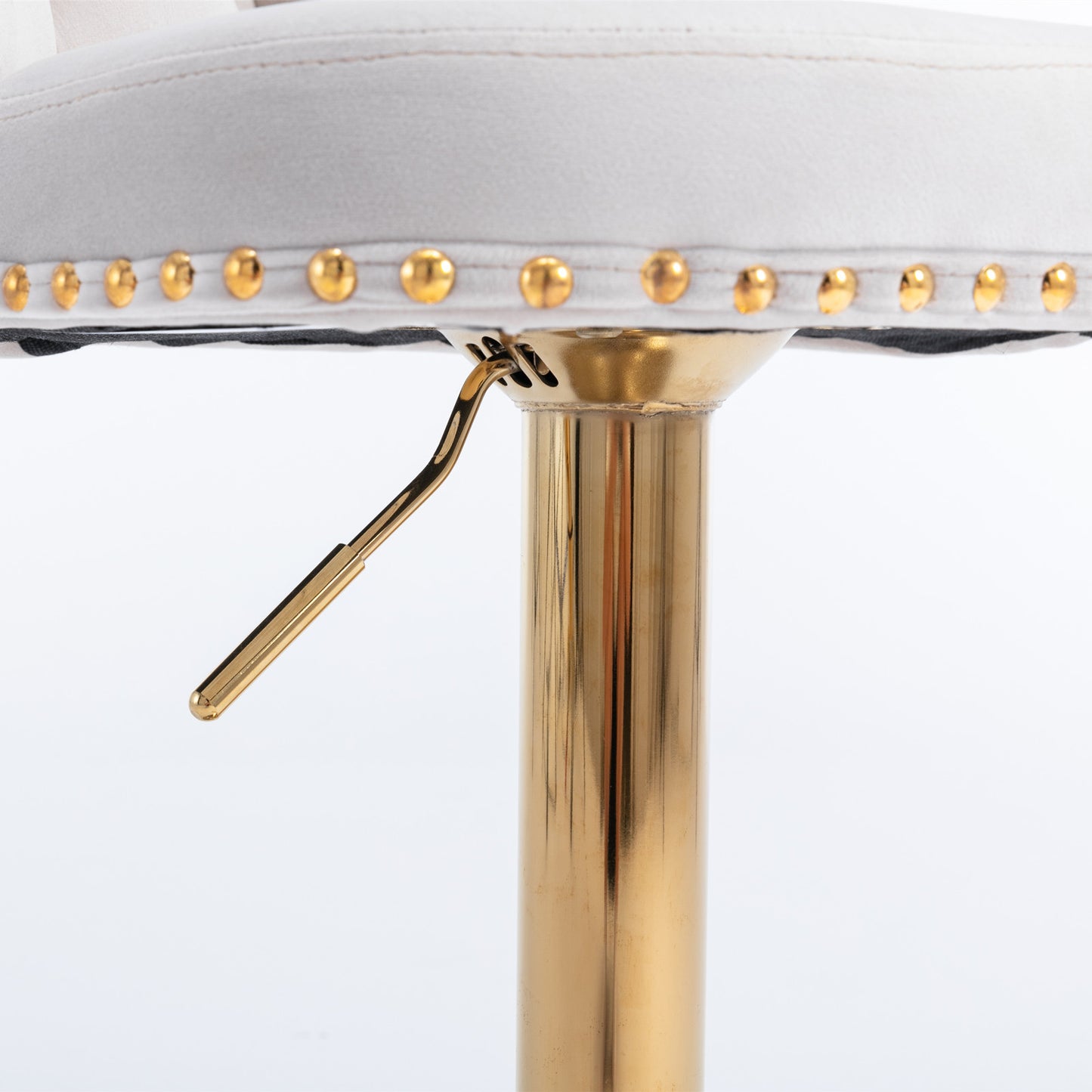 Beige Golden Swivel Velvet Barstools, Set of 2)
