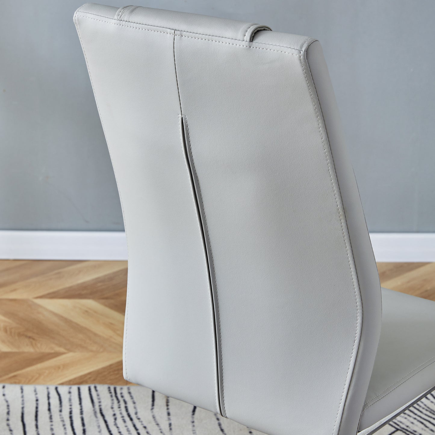 Light Grey Faux Leather Cushioned Chairs, set of 6