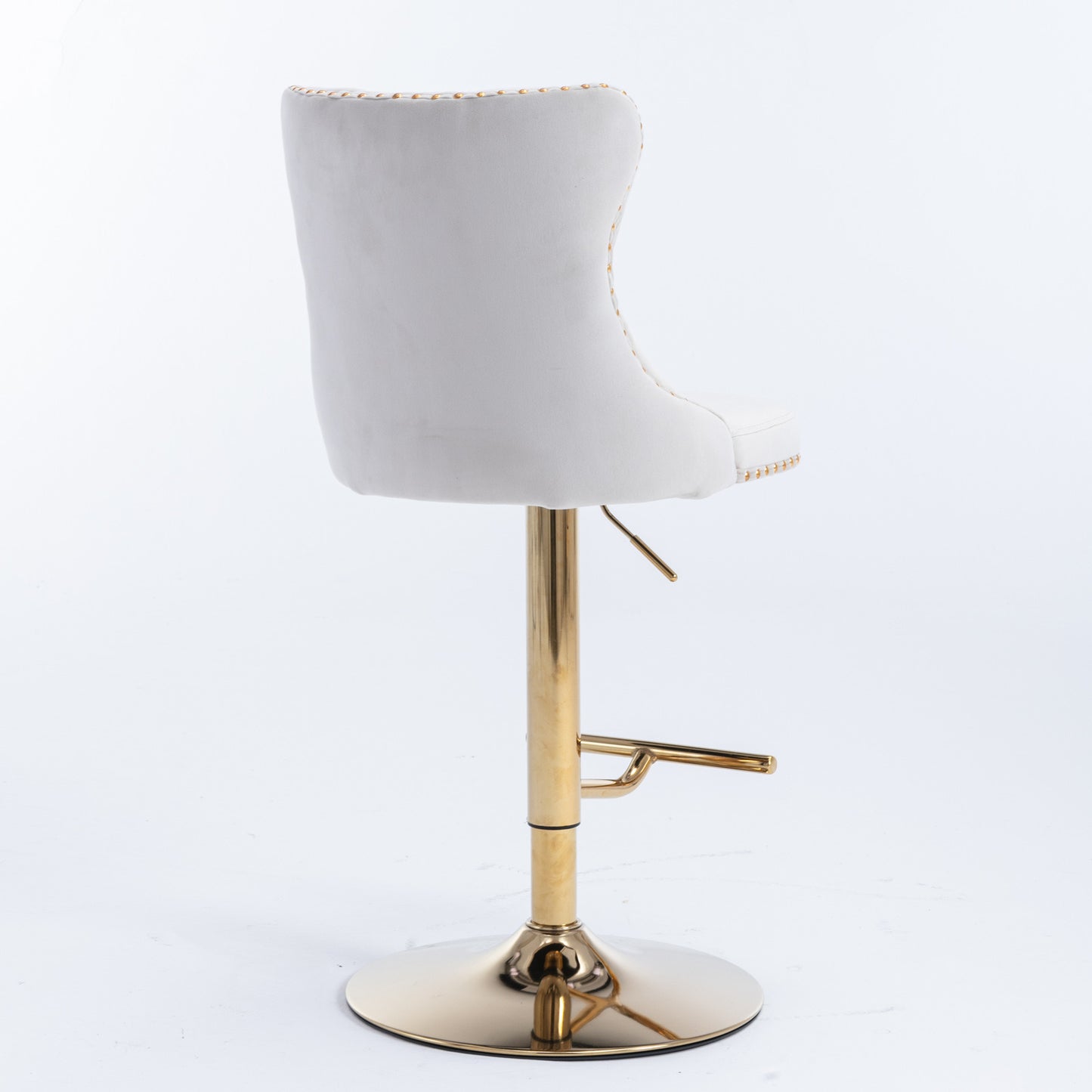 Beige Golden Swivel Velvet Barstools, Set of 2)