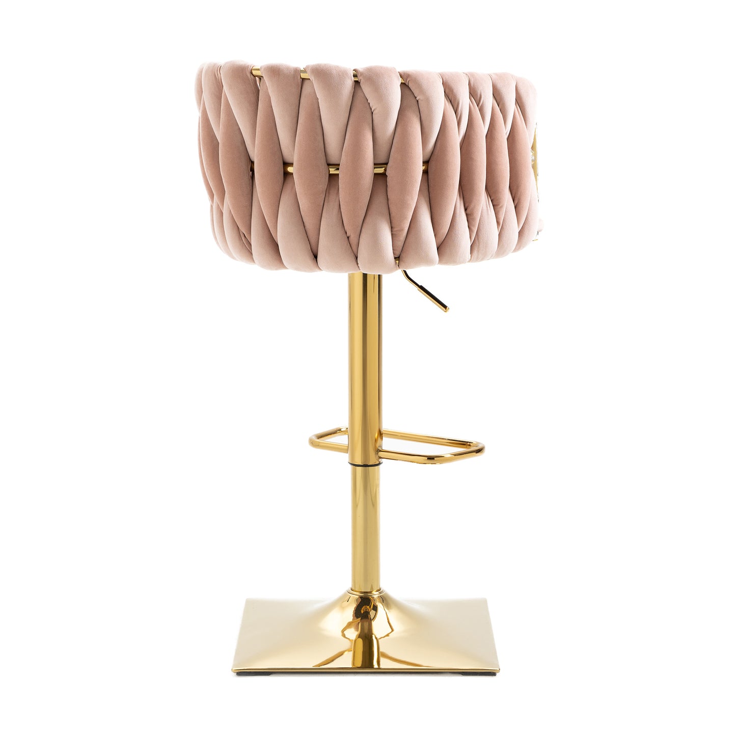 COOLMORE Pink Vintage Bar Stools with Back and Footrest, 2PC Set