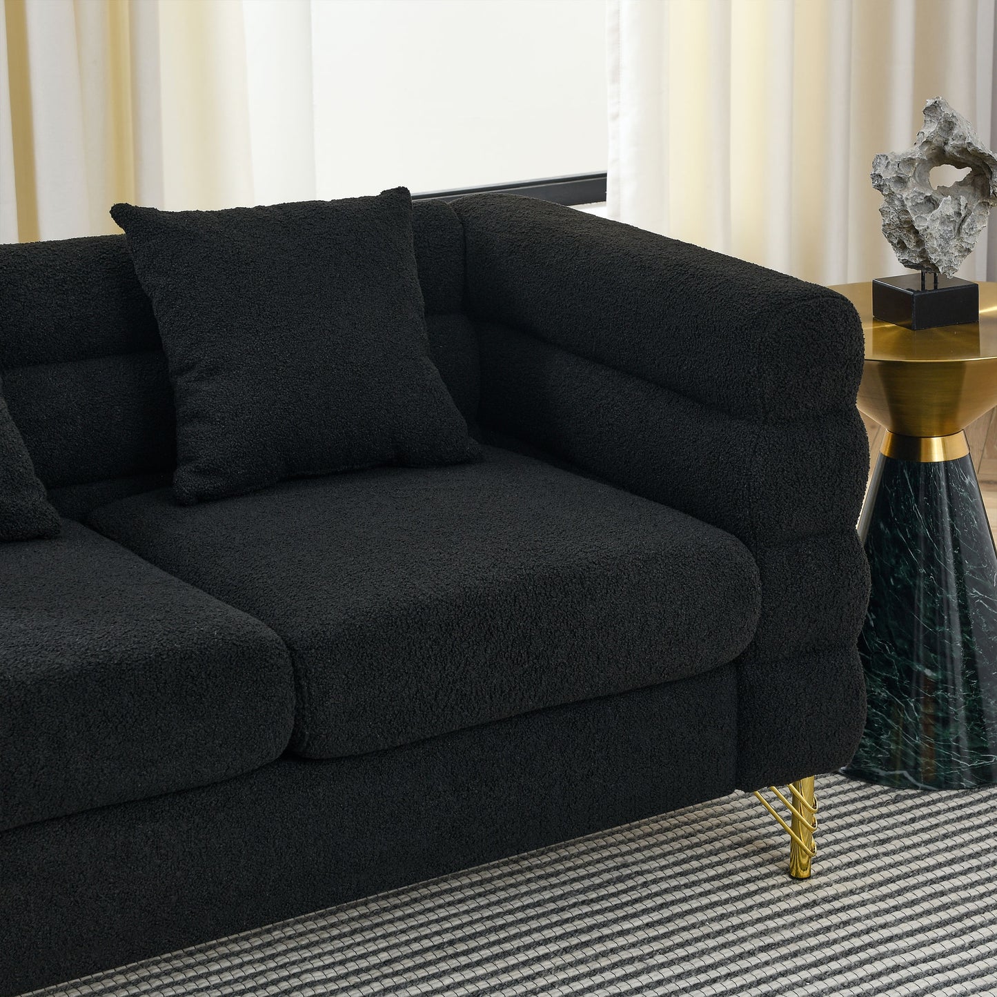 Black teddy 81" Oversized 3 Seater Sectional Sofa