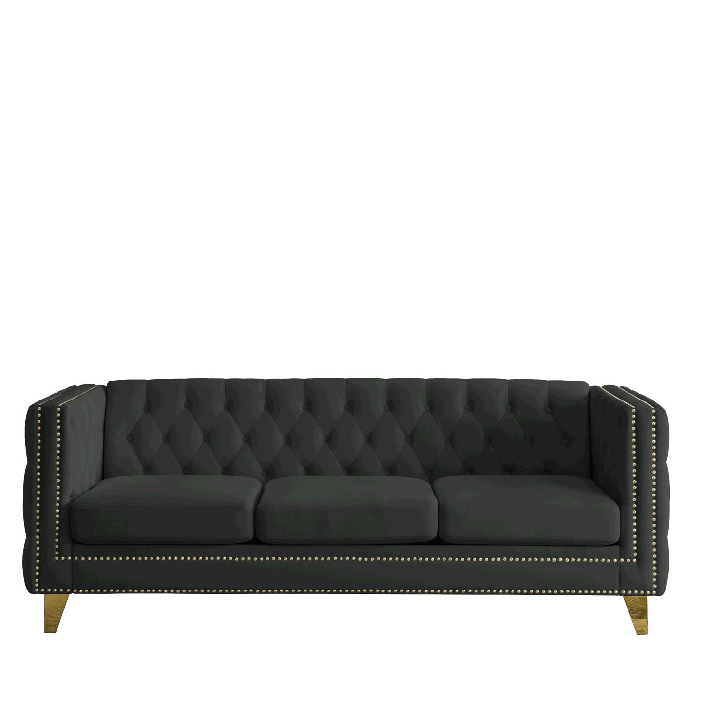 Black Velvet Tufted Sofa