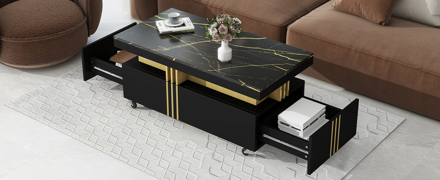 Contemporary Coffee Table with Faux Marble Top