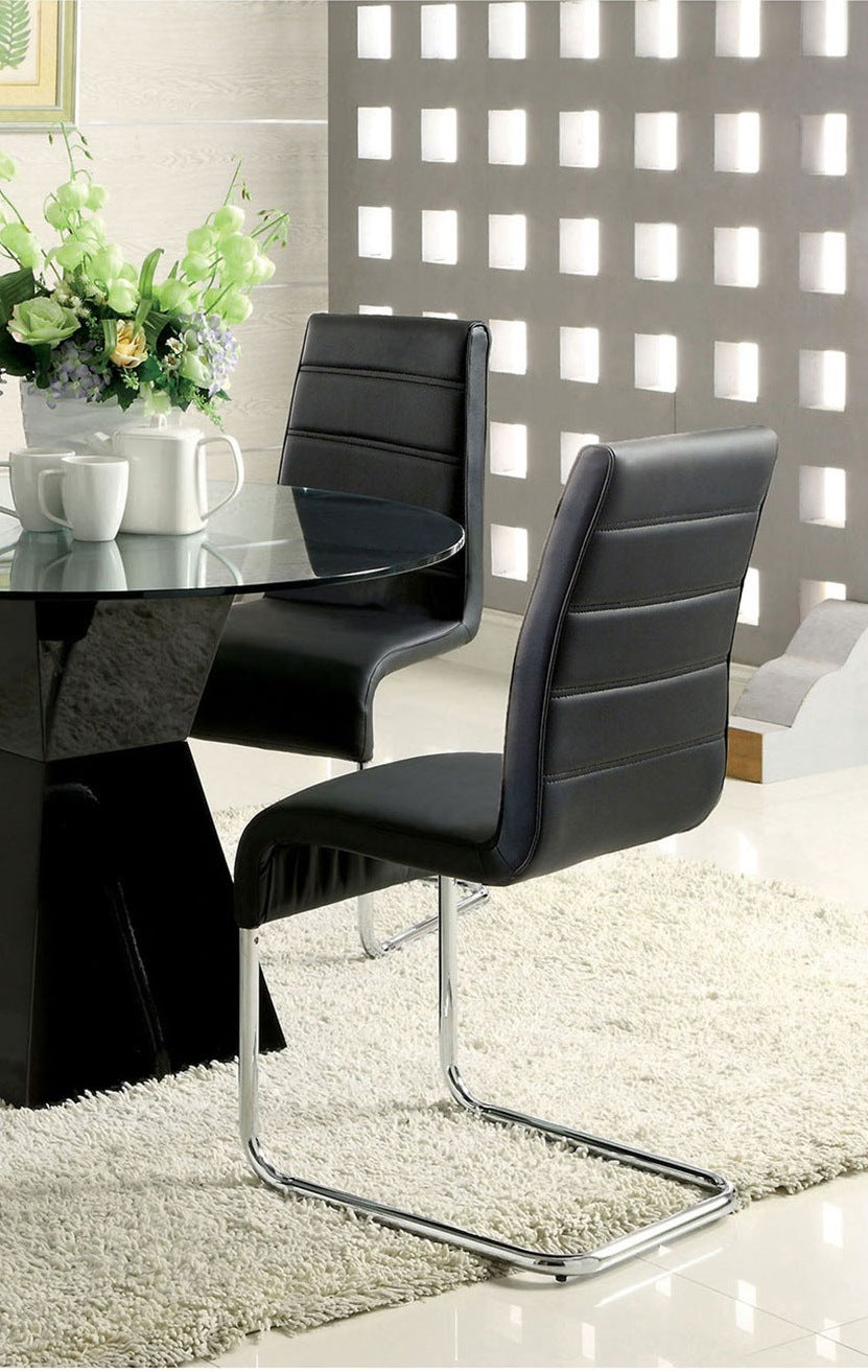 Contemporary Black Padded Leatherette 2pc Side Chairs Set
