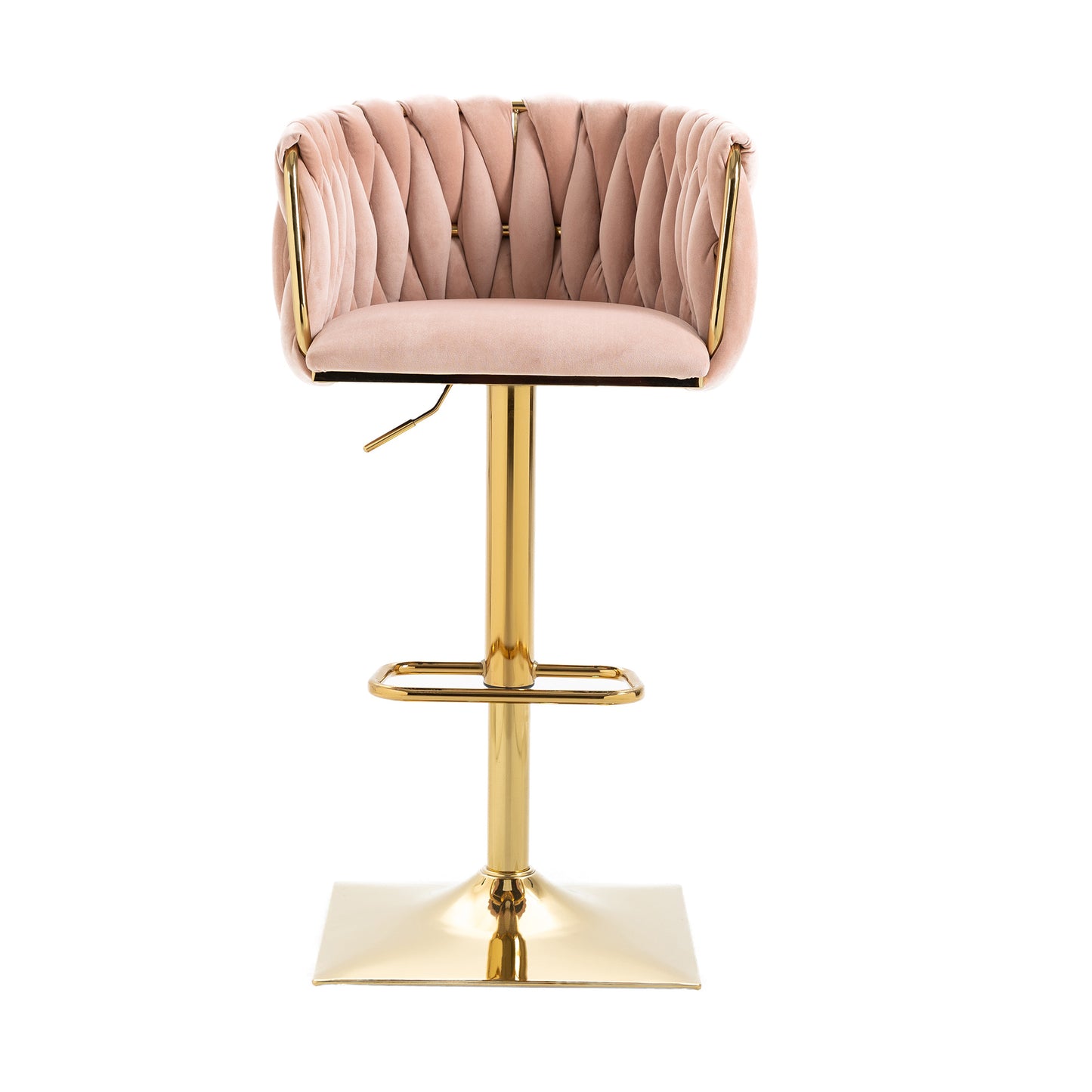 COOLMORE Pink Vintage Bar Stools with Back and Footrest, 2PC Set