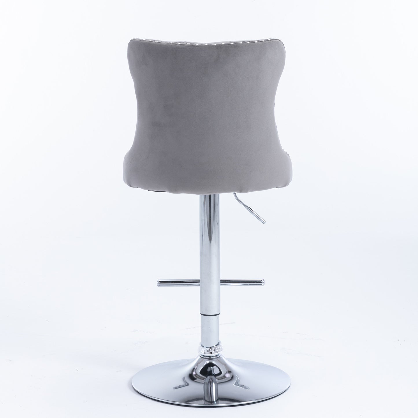 Grey Swivel Velvet Barstools, Chrome base