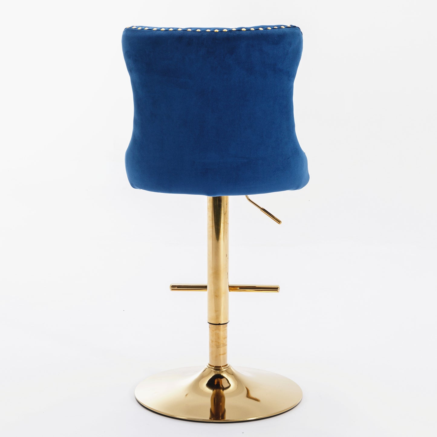 Blue Golden Swivel Velvet Barstools, Set of 2