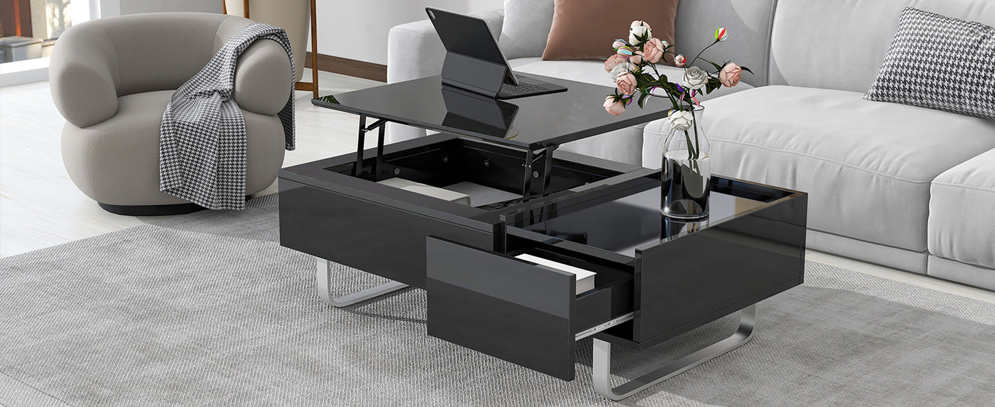 Multi-functional Coffee Table with Lifted Tabletop, Contemporary Cocktail Table