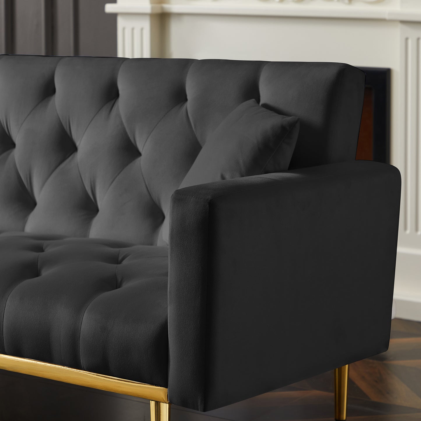 BLACK Convertible Folding Futon Sofa Bed