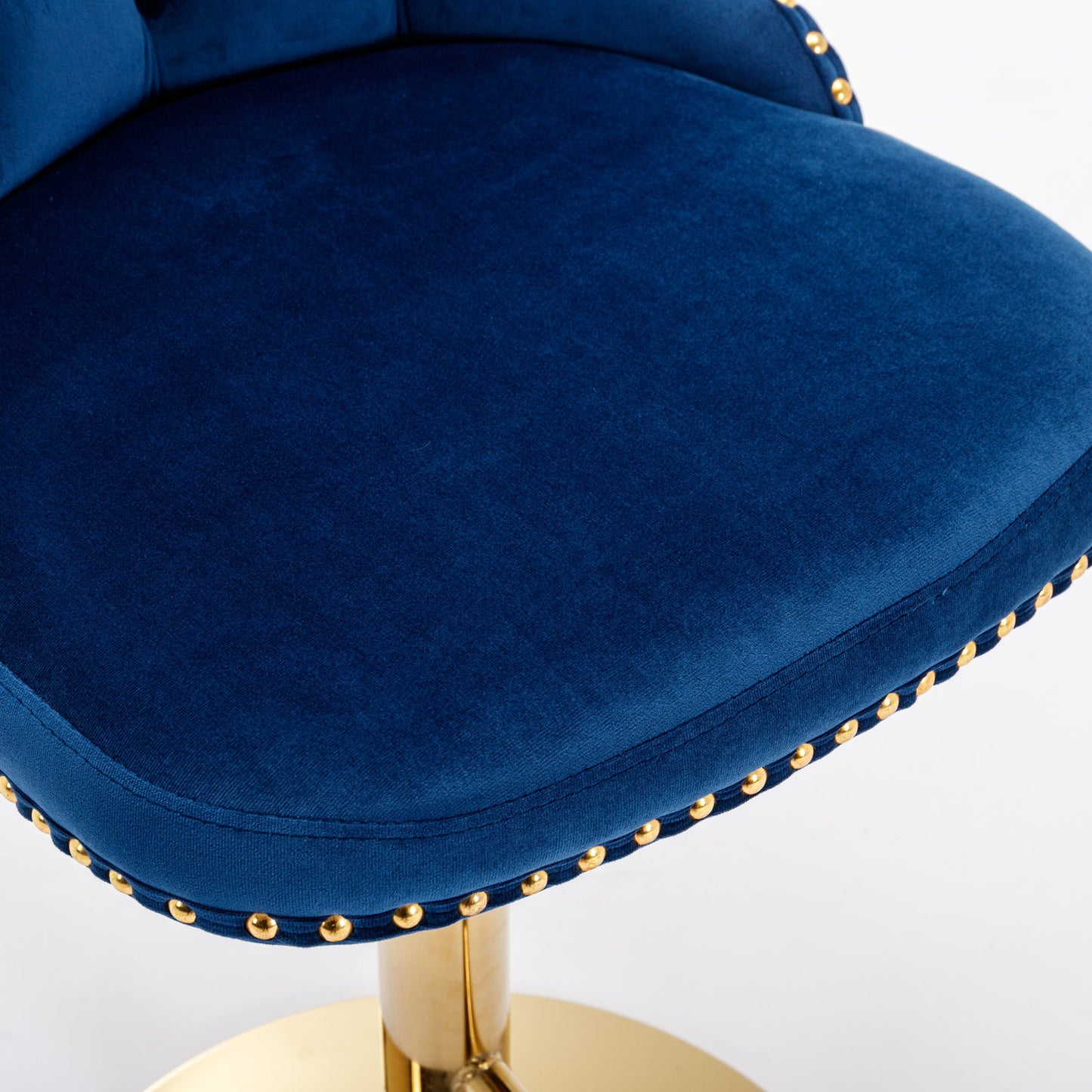 Blue Golden Swivel Velvet Barstools, Set of 2