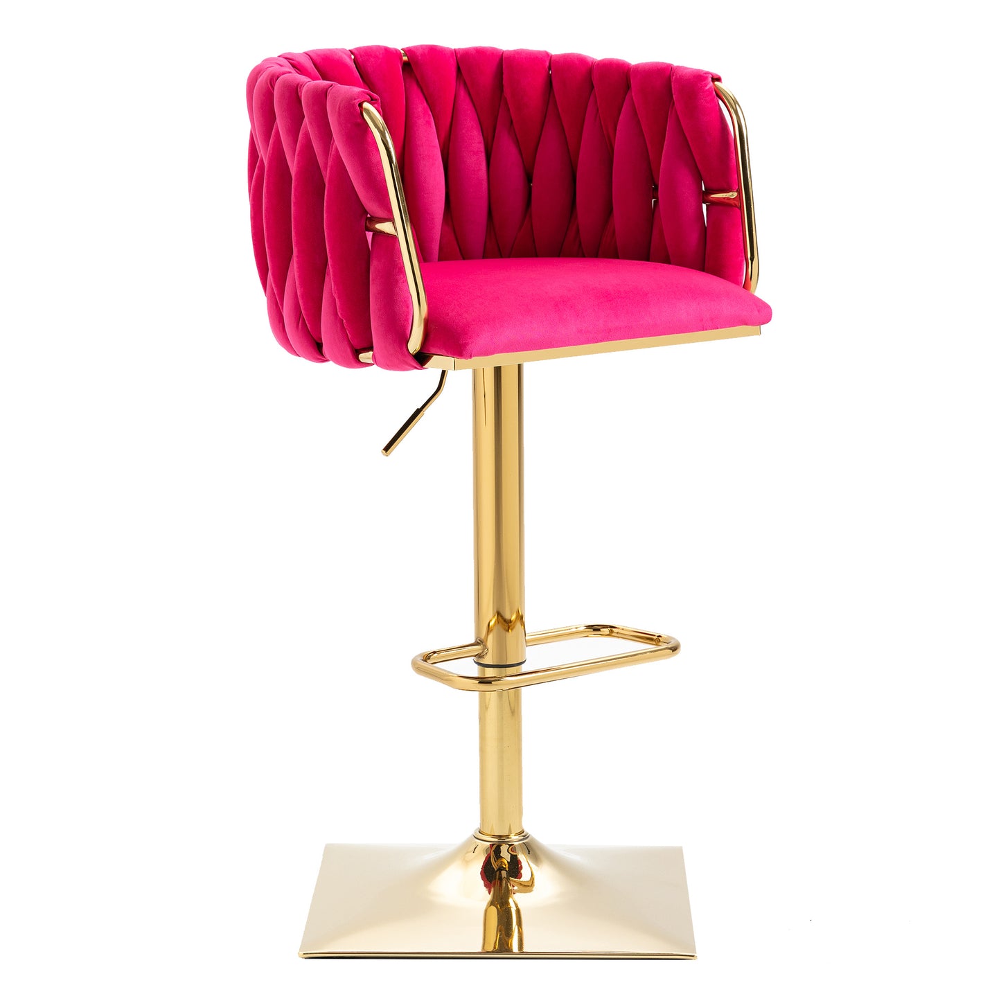 COOLMORE Rose Red Vintage Bar Stools with Back and Footrest, 2PC Set