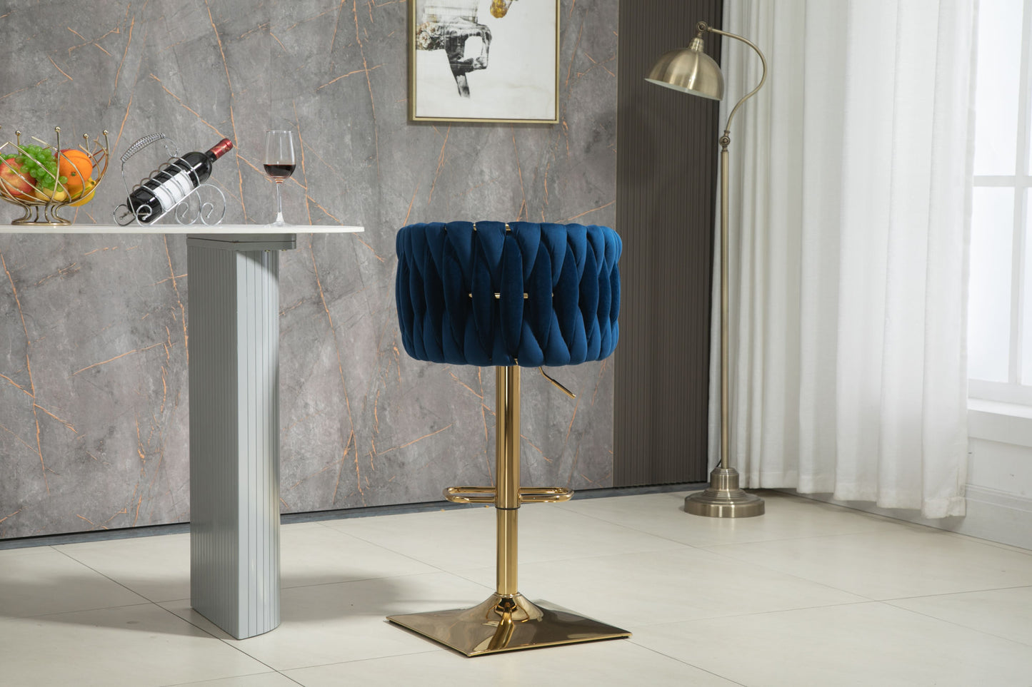 COOLMORE Vintage Bar Stools with Back and Footrest, 2PC Set