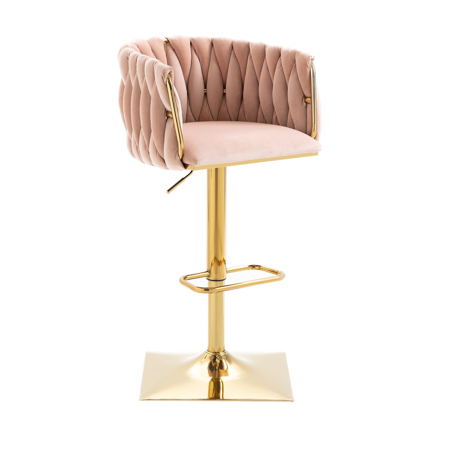 COOLMORE Pink Vintage Bar Stools with Back and Footrest, 2PC Set