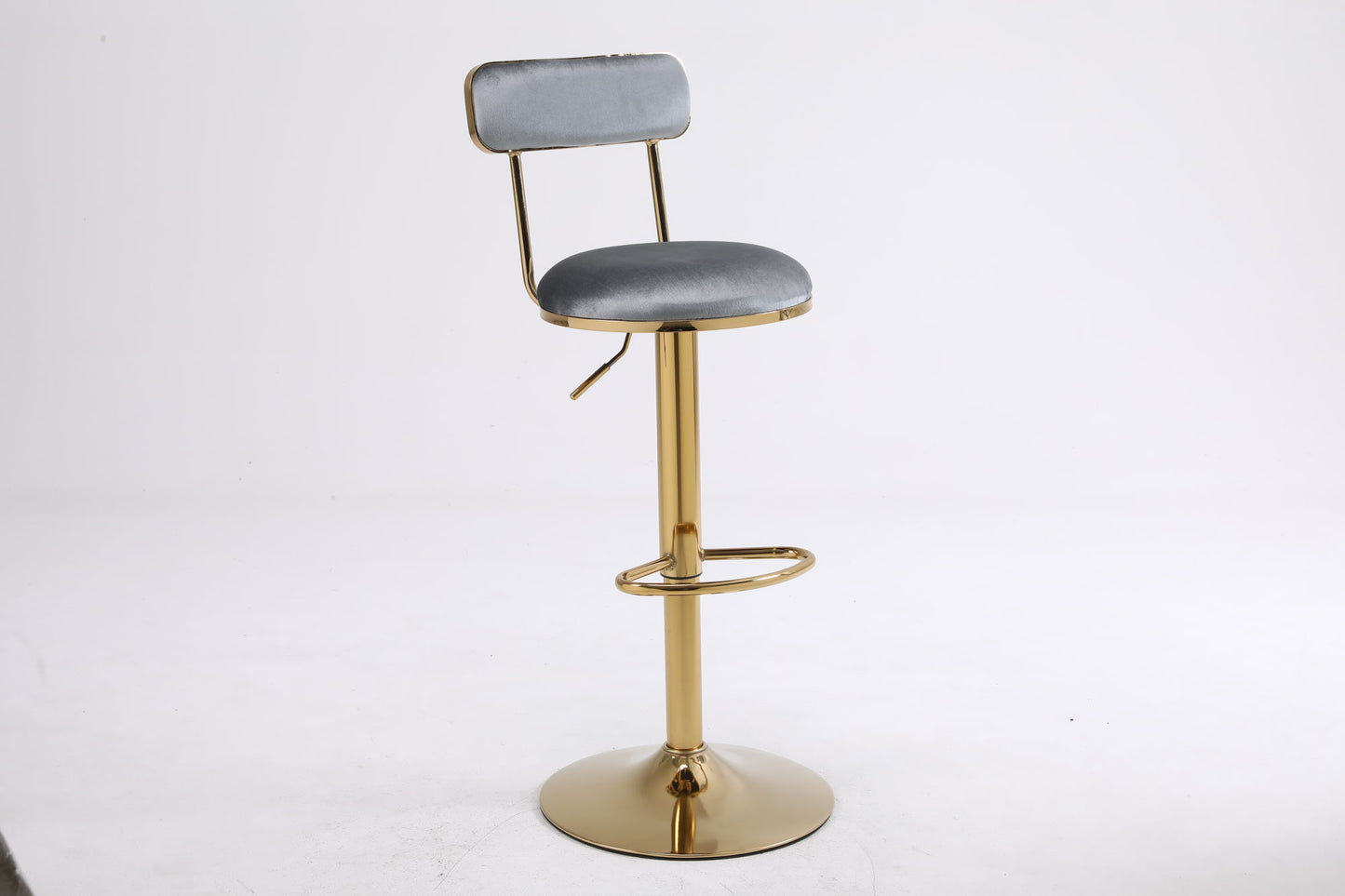 Grey Bar Stools with Back and Footrest Counter Height Dining Chairs 2pcs