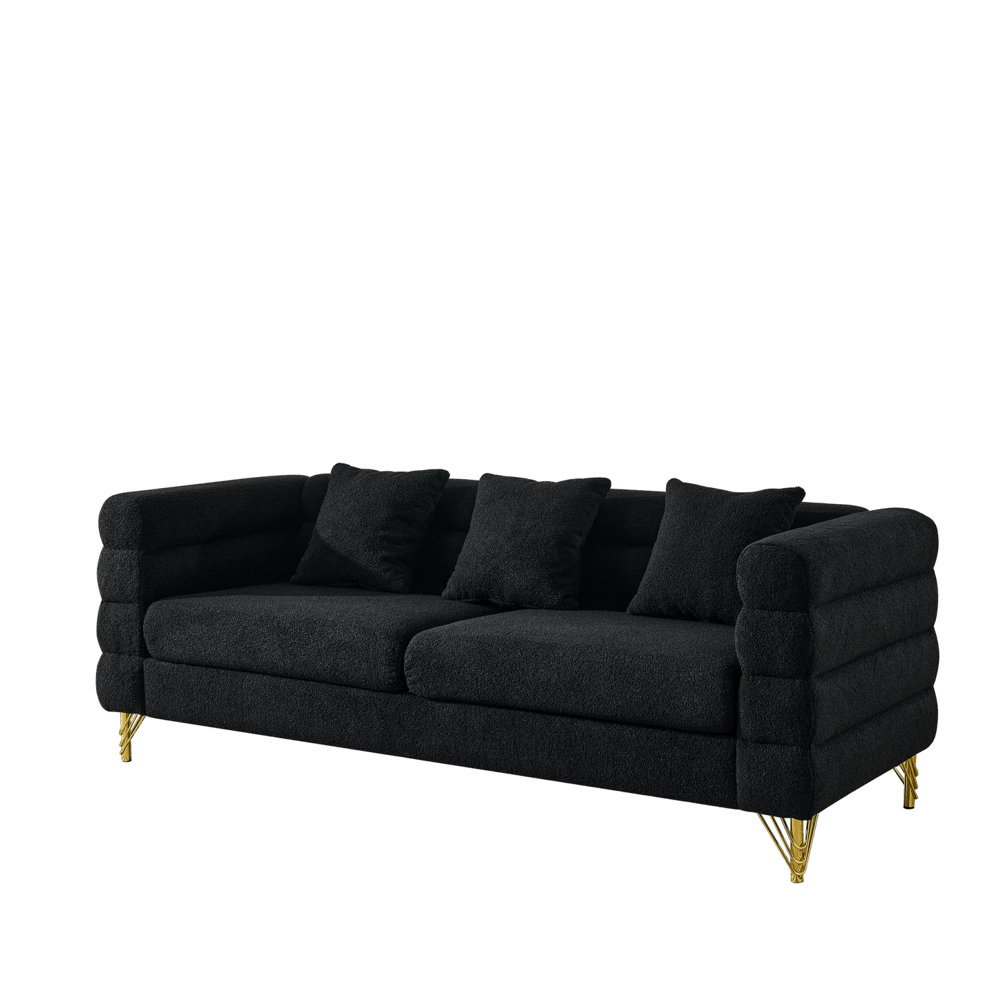 Black teddy 81" Oversized 3 Seater Sectional Sofa