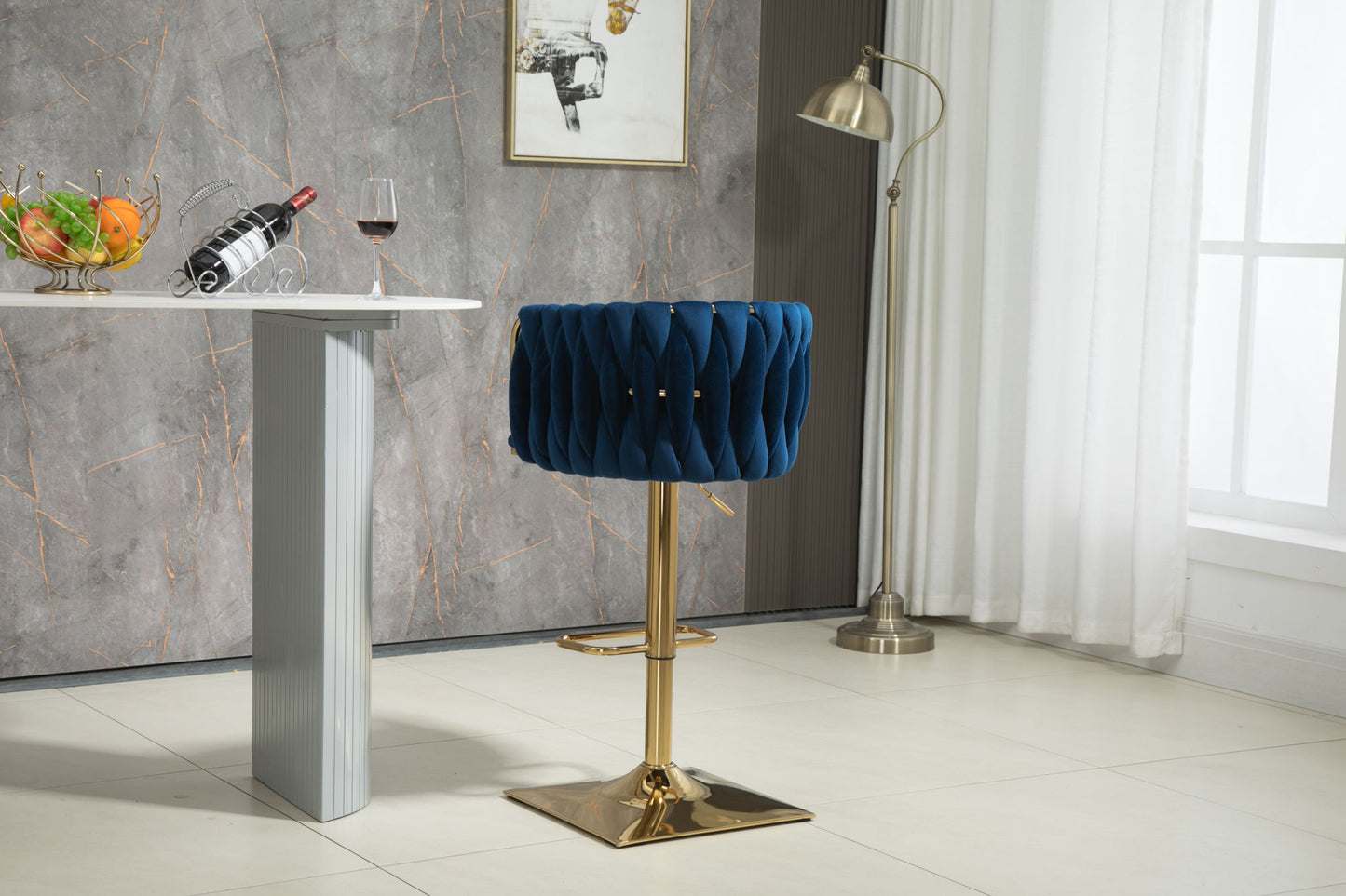 COOLMORE Vintage Bar Stools with Back and Footrest, 2PC Set