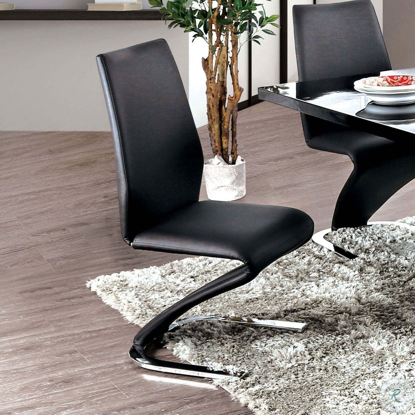 Contemporary Style Z-Shaped Chair Base 2pcs