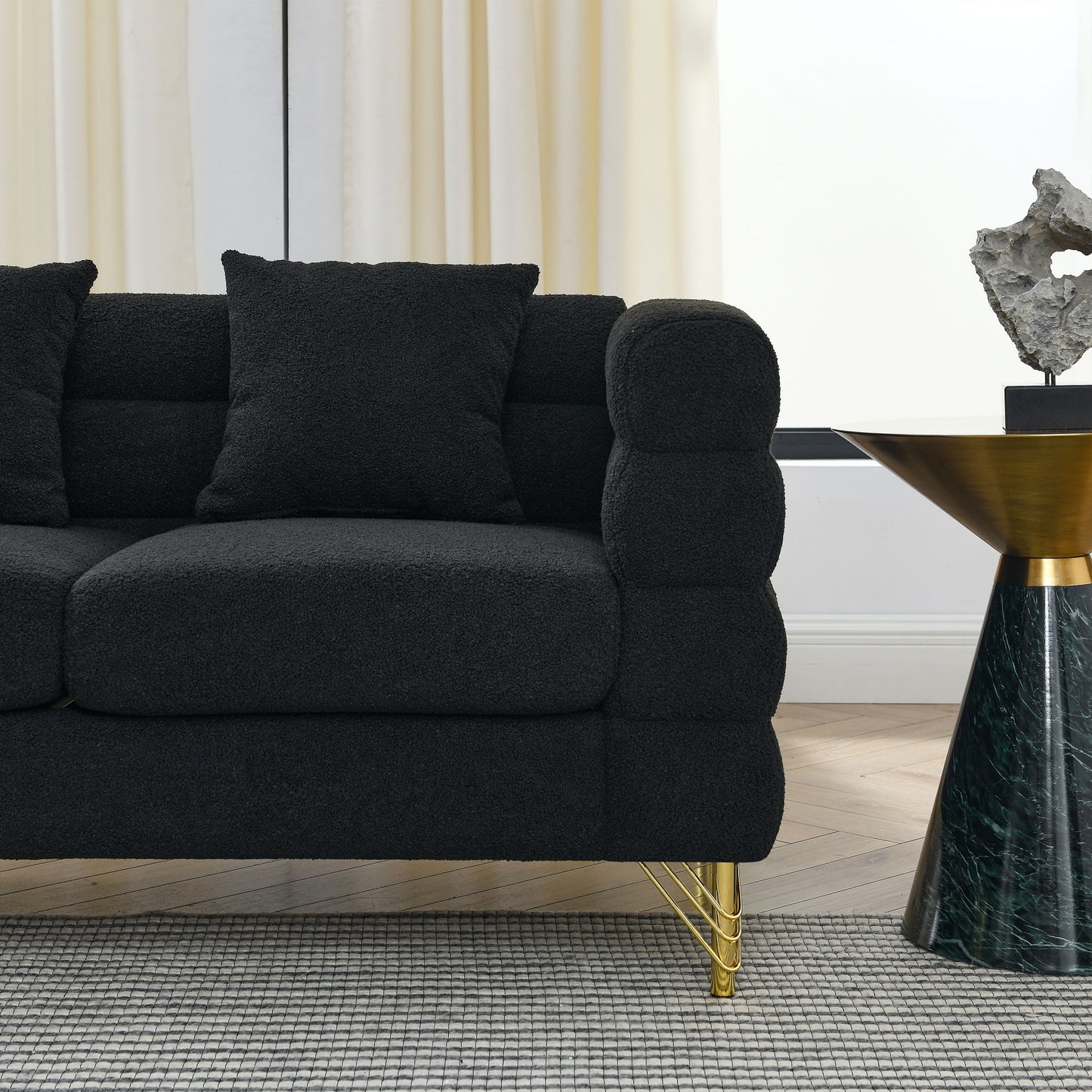Black teddy 81" Oversized 3 Seater Sectional Sofa