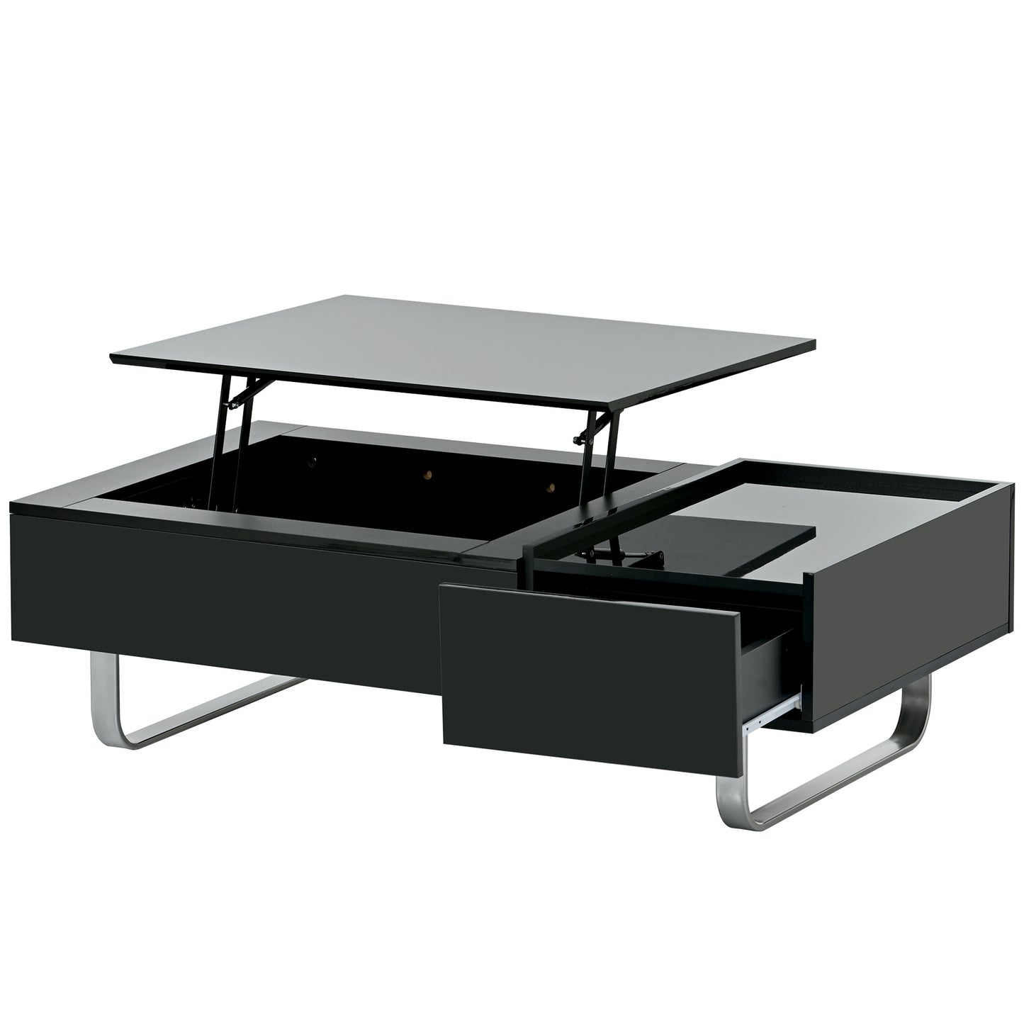 Multi-functional Coffee Table with Lifted Tabletop, Contemporary Cocktail Table