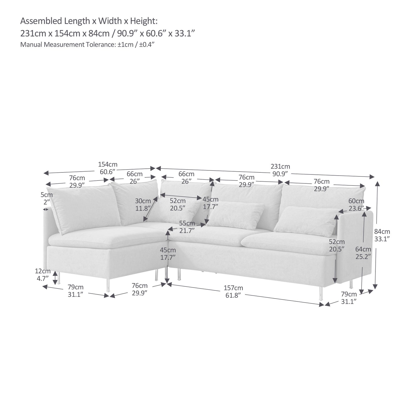 Modular L-shaped Corner Sofa