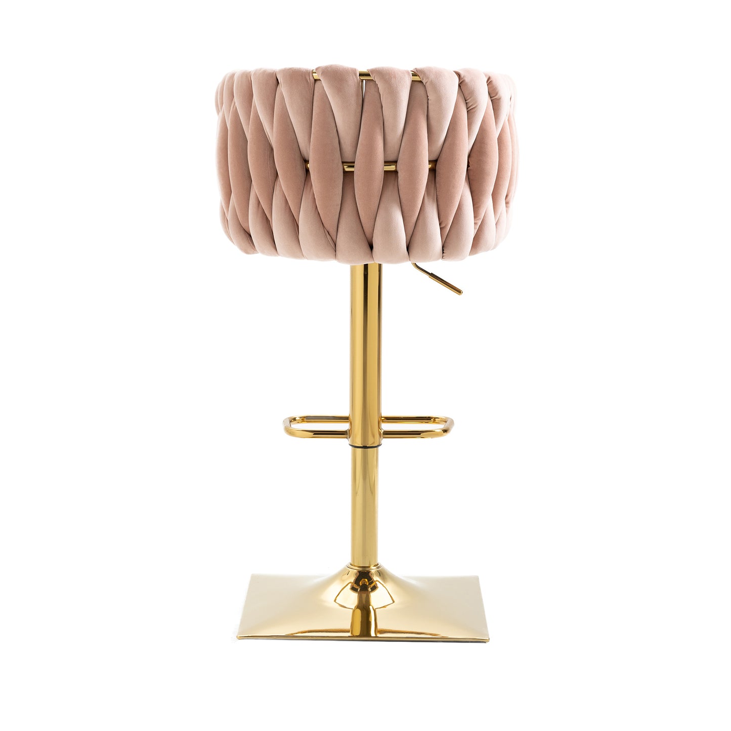 COOLMORE Pink Vintage Bar Stools with Back and Footrest, 2PC Set