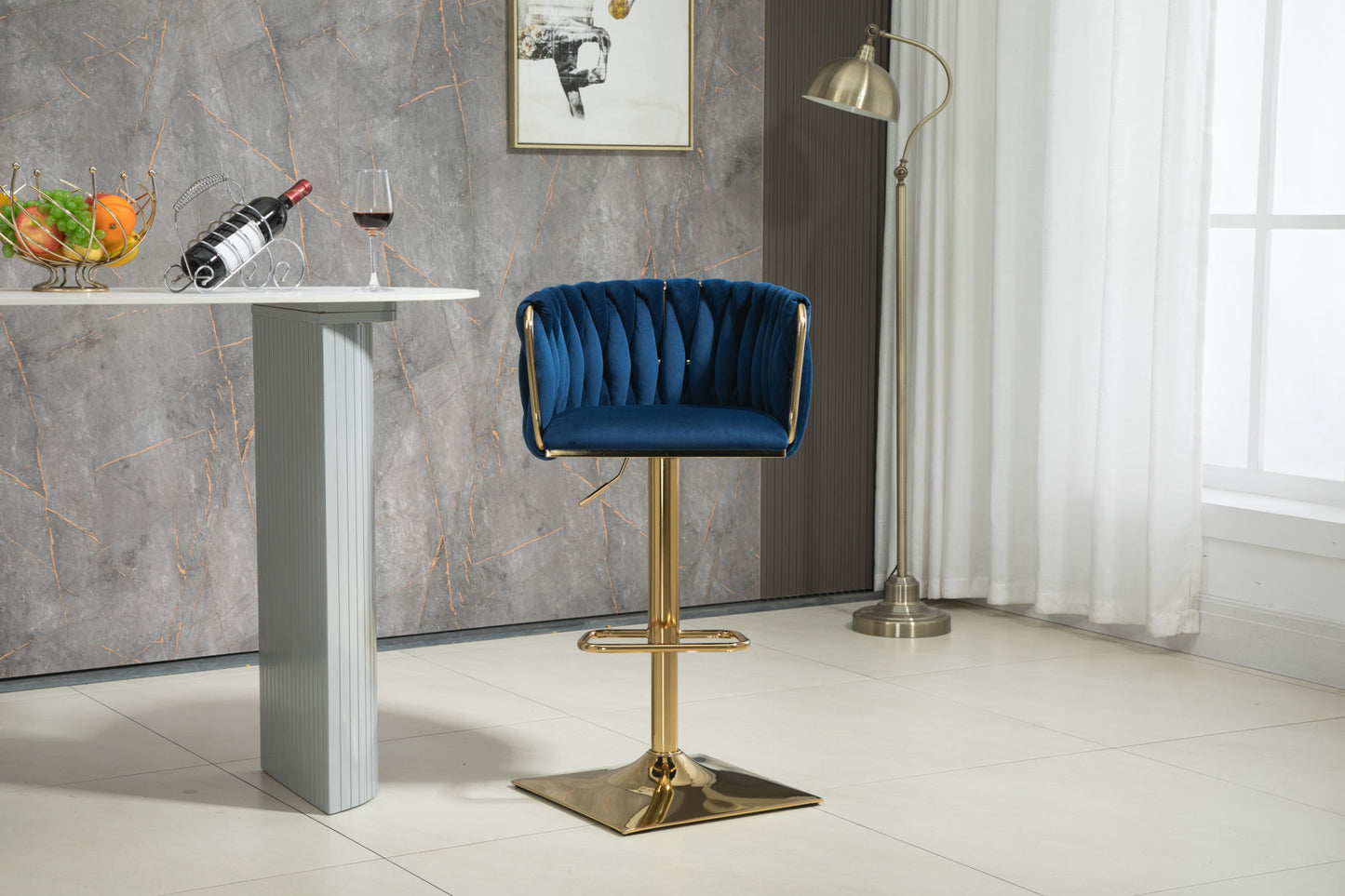 COOLMORE Vintage Bar Stools with Back and Footrest, 2PC Set