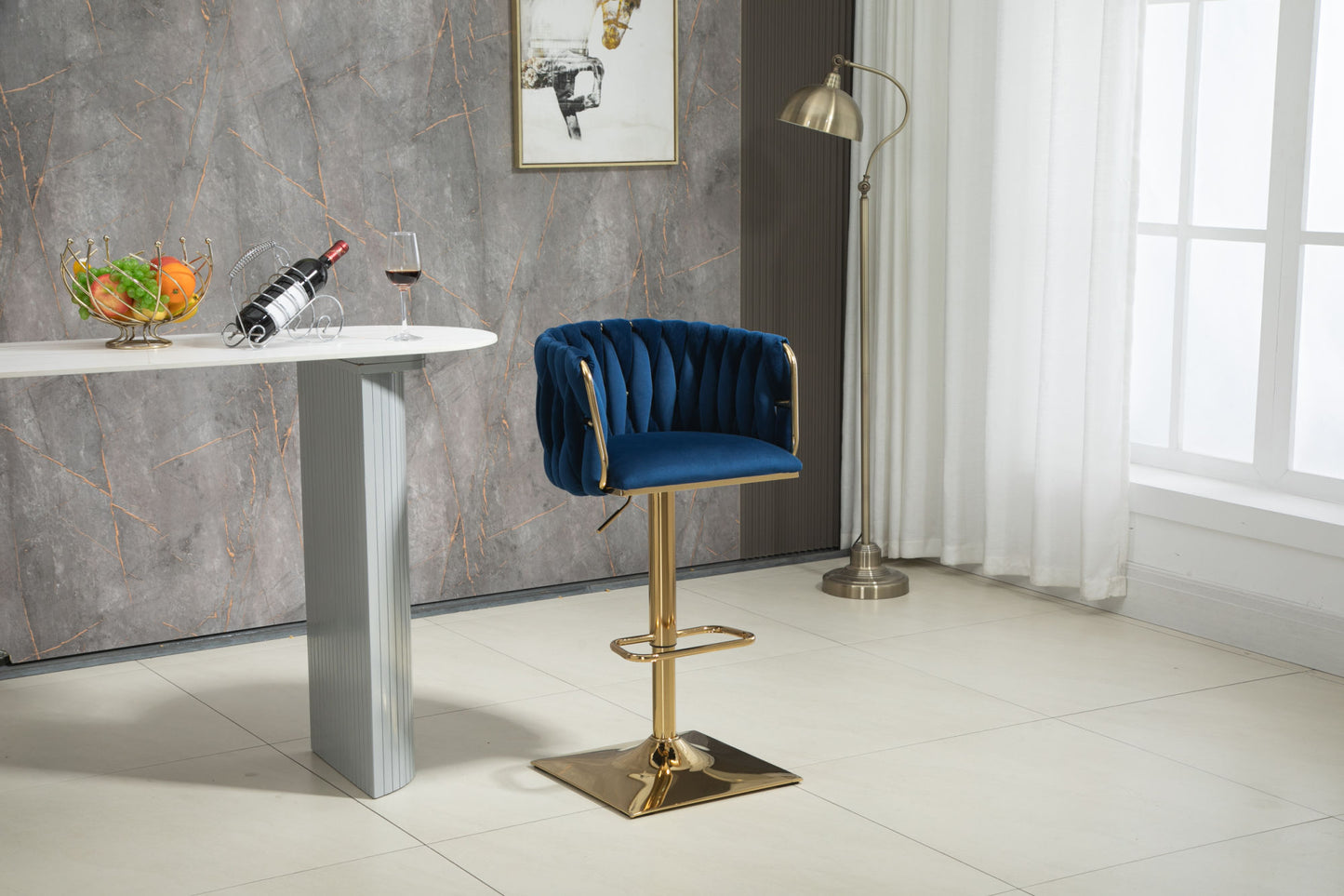 COOLMORE Vintage Bar Stools with Back and Footrest, 2PC Set