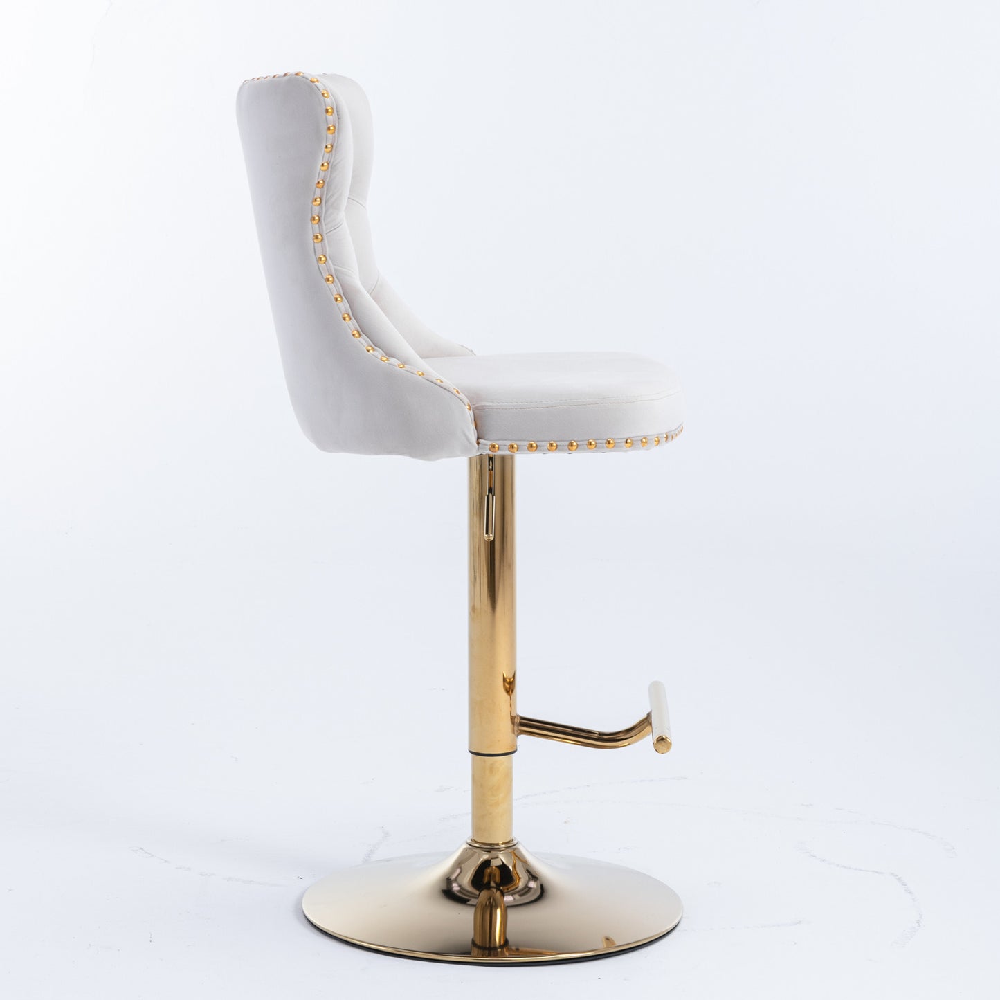 Beige Golden Swivel Velvet Barstools, Set of 2)