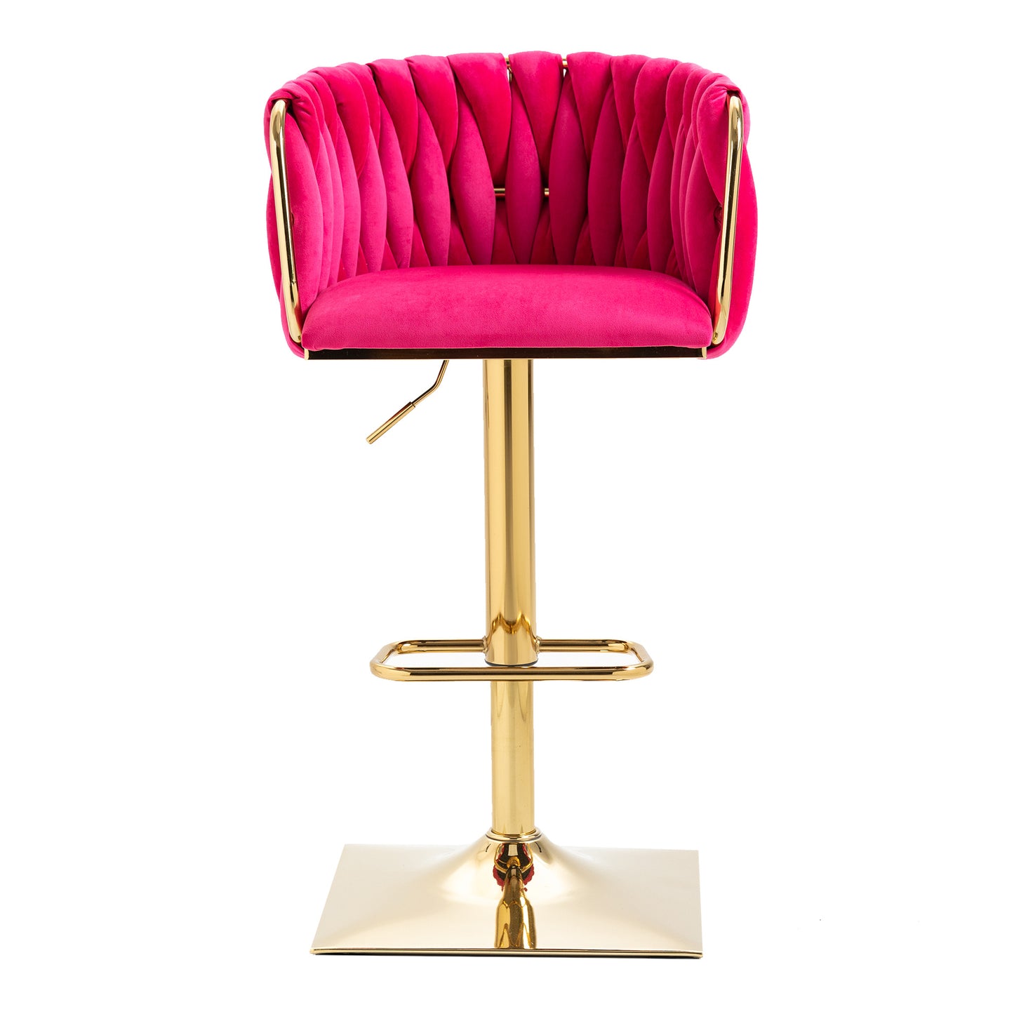 COOLMORE Rose Red Vintage Bar Stools with Back and Footrest, 2PC Set