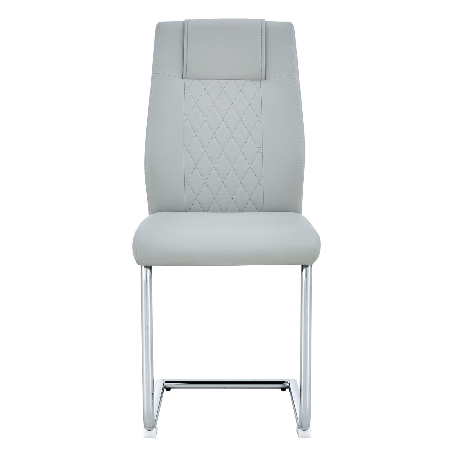 Light Grey Faux Leather Cushioned Chairs, set of 6