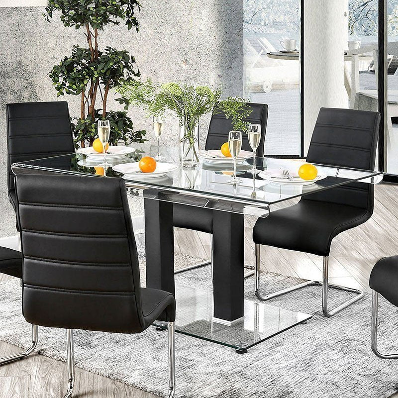 Contemporary Black Padded Leatherette 2pc Side Chairs Set